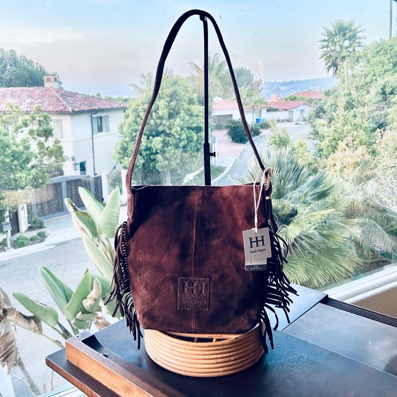 Haute Hippie Handbags - Haute Hippie Suede Fringe Bucket Bag, Dark Brown, Boho slouchy design ⭐️NWT⭐️